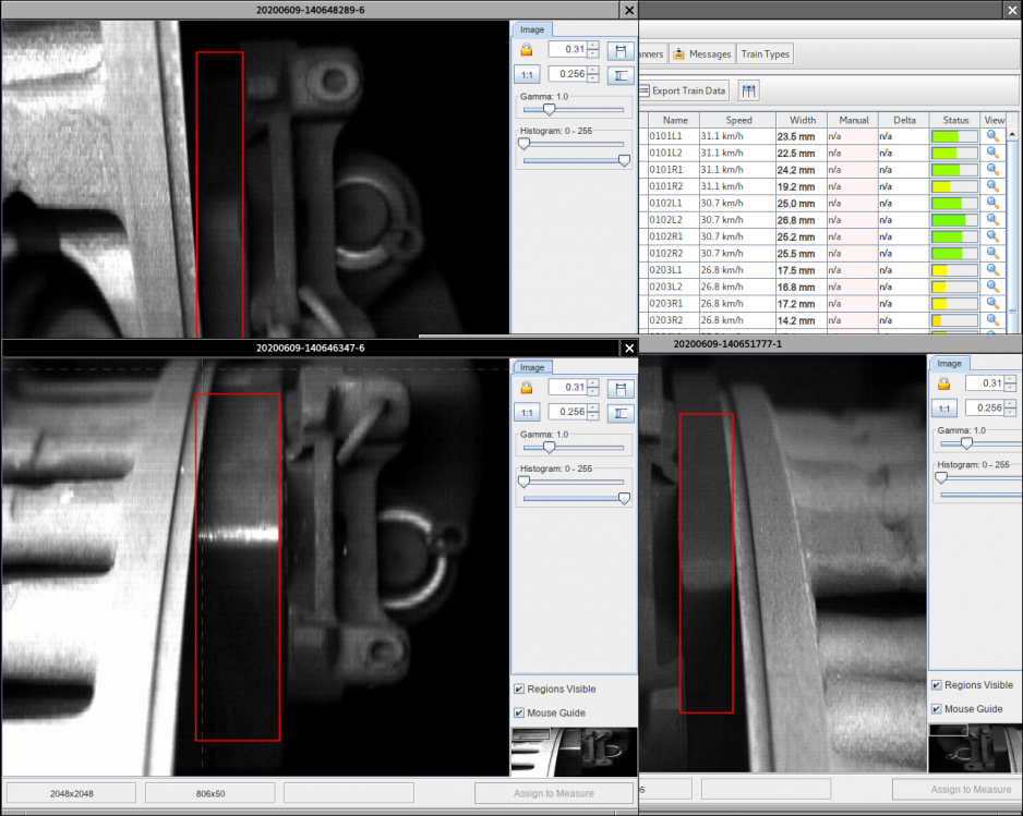 Optical inspection of brake shoes